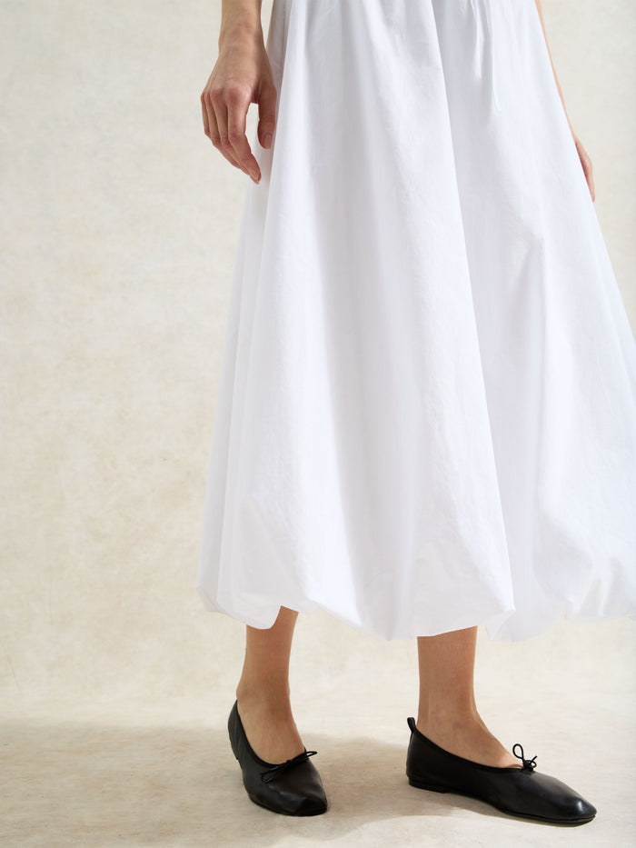White Pure Cotton Puffball Skirt