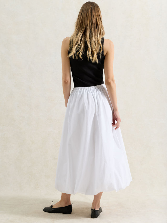White Pure Cotton Puffball Skirt