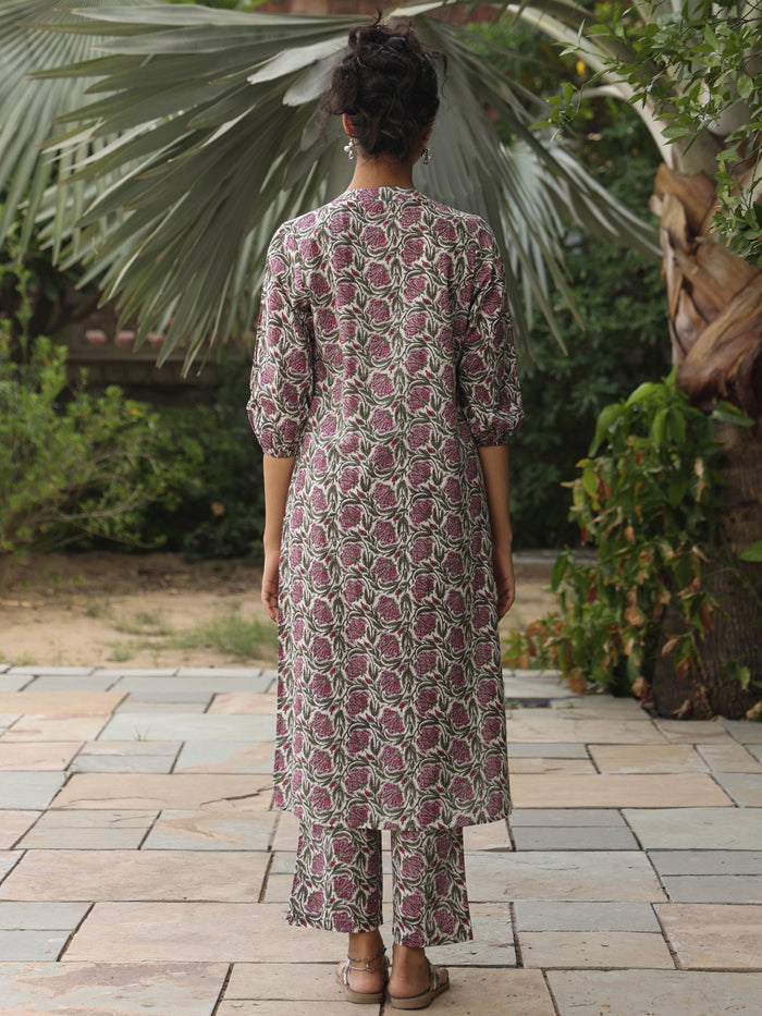 Women's Cotton Patchwork Long Kurta Set