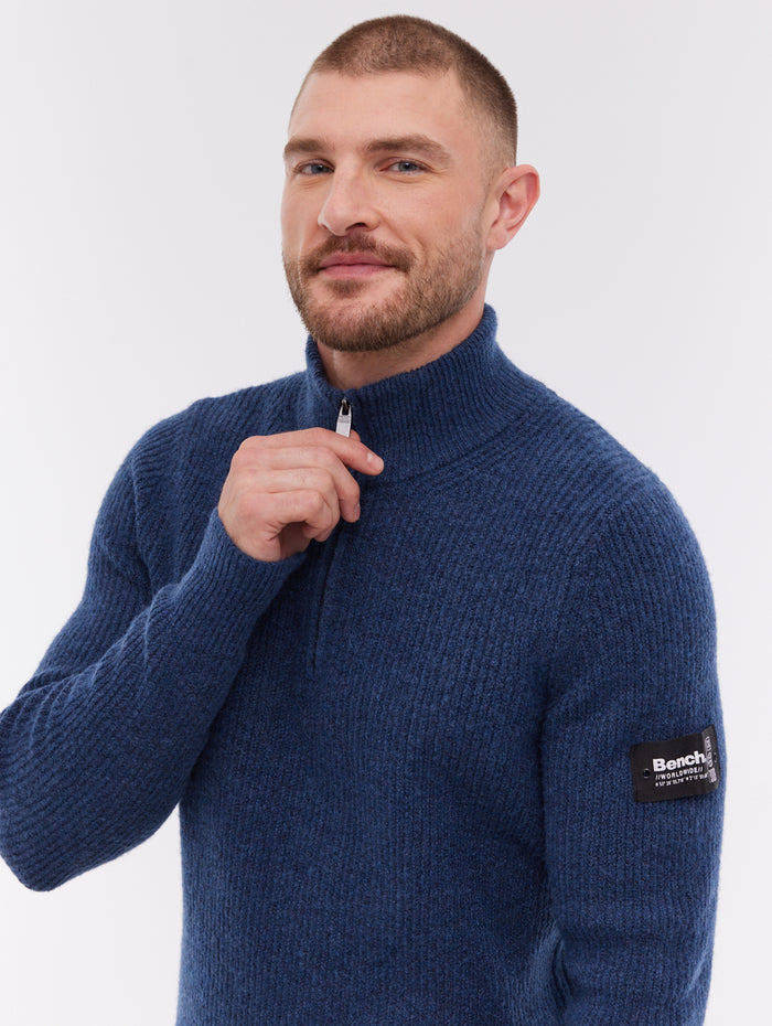 Yanta Blue NY030 Knit 1/4 Zips Chunky 5 Gauge Shot 2