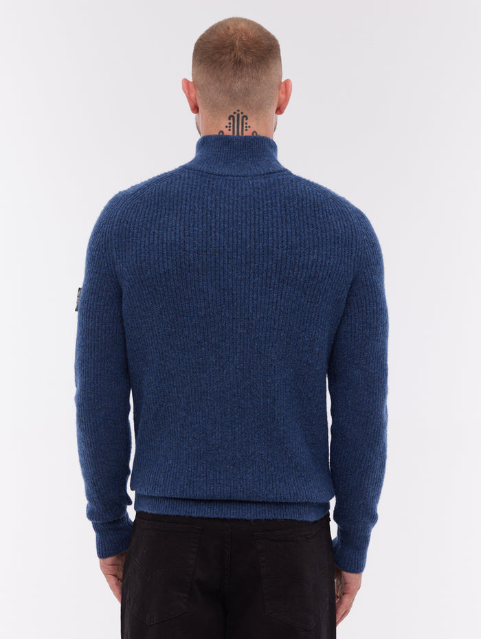 Yanta Blue NY030 Knit 1/4 Zips Chunky 5 Gauge Shot 3