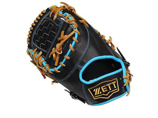 ZETT Pro Model Elite 12.5 inch Left Hand Throw First Base Mitt - Black/Skyblue #1